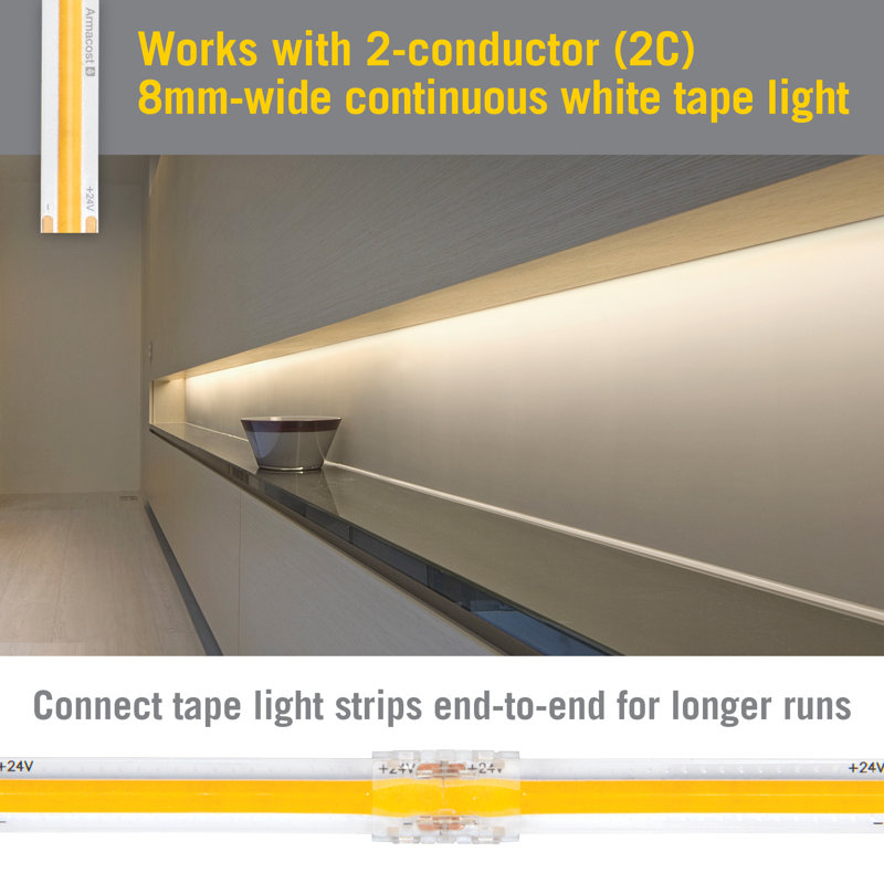 Clear LED 2-Pin COB Tape to Tape Splice Connectors (5 Pack)