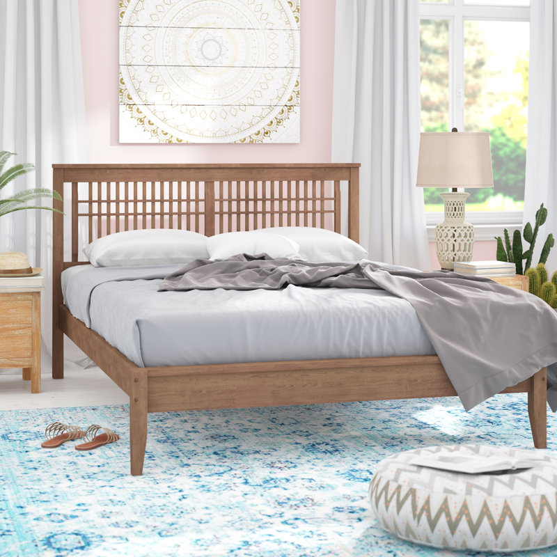 Solid Wood Slat Bed, King