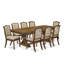 L'ensemble de table de cuisine 9 pièces comprend une table de salle à manger rectangulaire et 8 chaises en cuir de polyuréthane beige clair, finition noyer antique-843223542-864957841-843223546