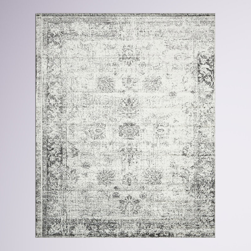 Brandt Floral Area Rug, Rectangle 9' x 12', No, Gray