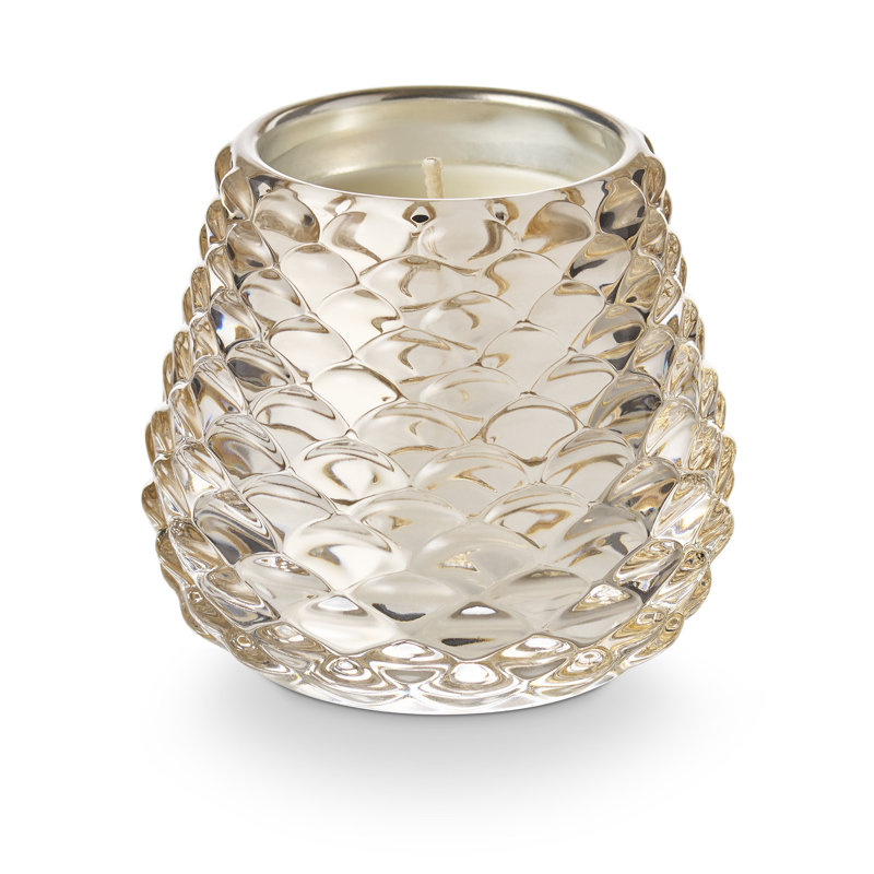 Winter Glass Pinecone Candle, White