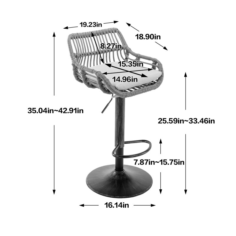 Modern Swivel Bar Stools Set Of 2 Adjustable Counter Height Chairs With Footrest For Kitchen, Dining Room, Beige
