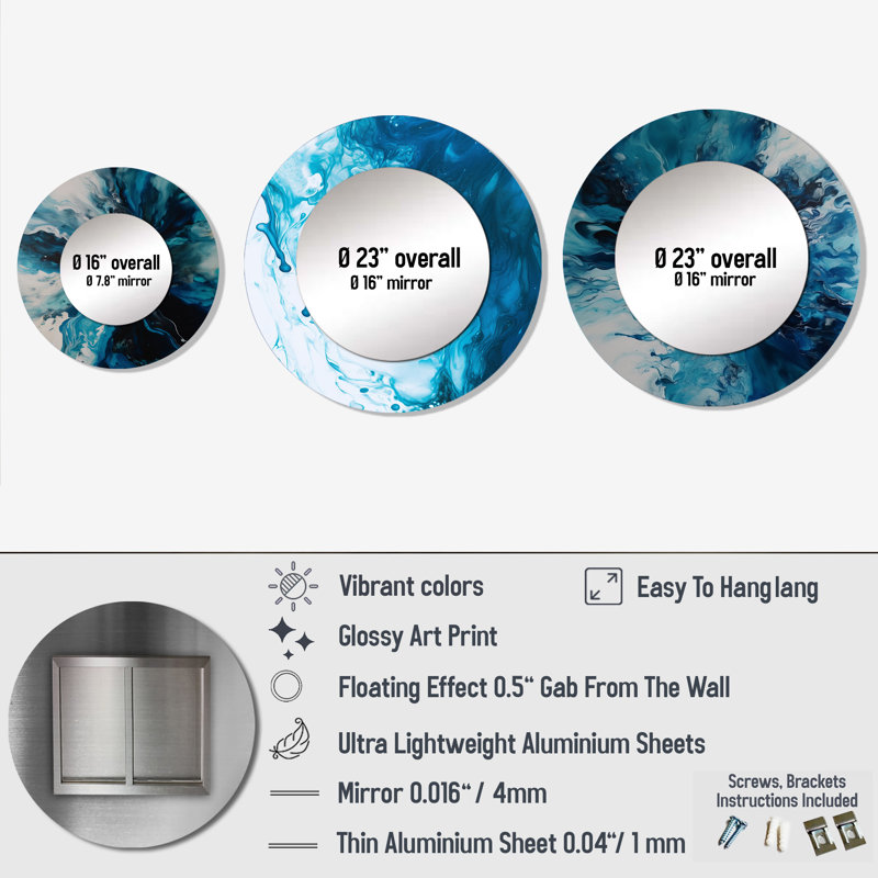 Miroir mural rond en aluminium Dexiree
