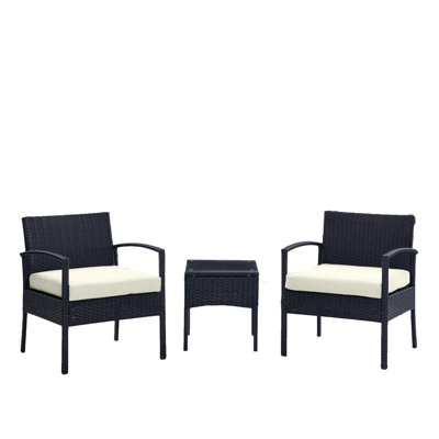 Noli 3-Piece Conversation Set In Black And Cream