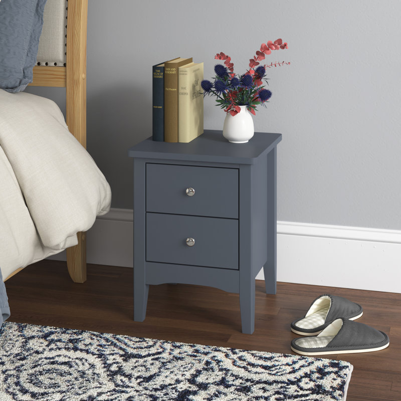 Clio 2 Drawer Bedside Table, Dark Blue