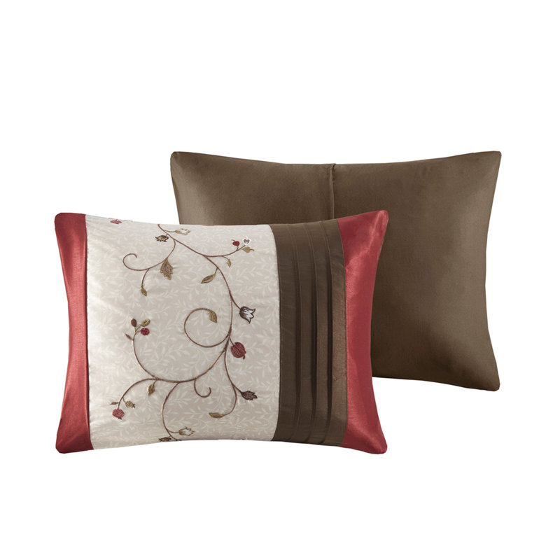 Embroidered 7 Piece Comforter Set Red