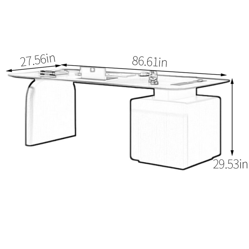 Bureau unique avec surface de travail spacieuse, H 29,53 po x l 86,61 po x P 27,56 po