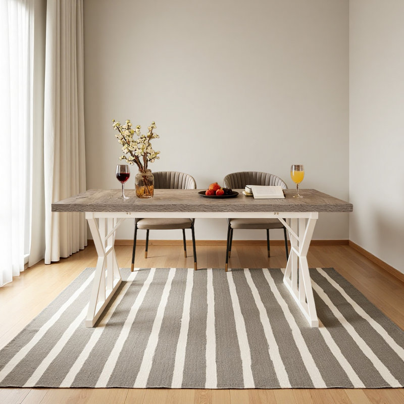 X-Shaped Design Kitchen Table,Dining Table,Computer Desk, White, Gray