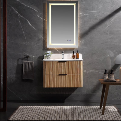 Fully Assembled 30" Modern Wall-Mounted Floating Bathroom Cabinet