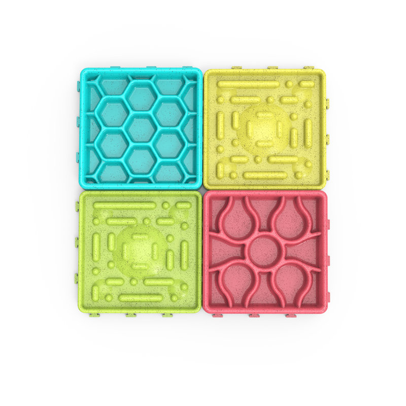 Multicolor Slow Feeding Dog Mat and Tray Set with Suction