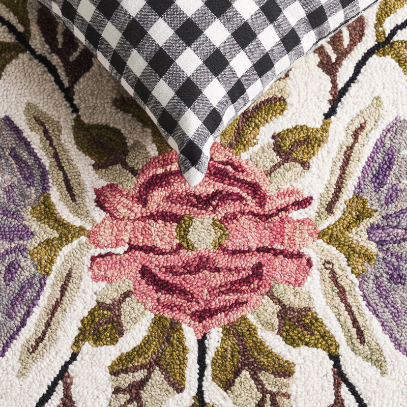 Jardin Hand Tufted Wool;Cotton Floral Indoor Rug, Rectangle 5' x 8'