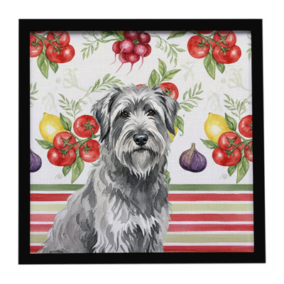Gray Briard Vegetables Framed Metal Print