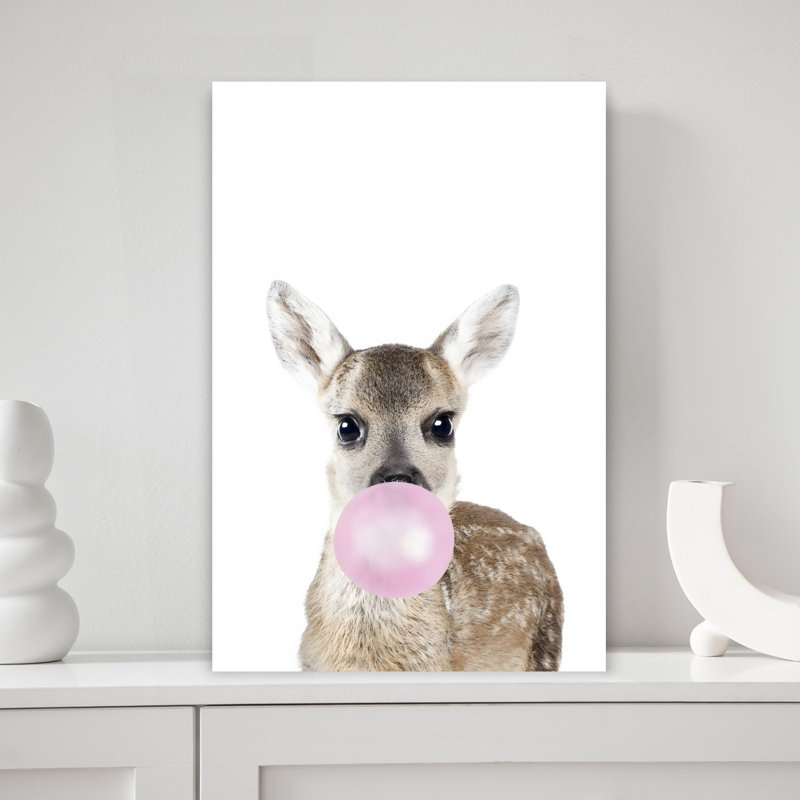 Art mural contemporain abstrait Bubblegum Deer, H 18 po x l 12 po