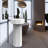 33.7'' Tall White Solid Surface Rectangular Pedestal Bathroom Sink