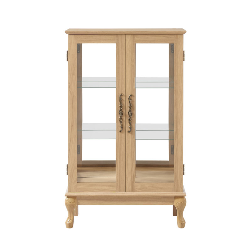 Vitrine élégante en chêne clair avec portes en verre trempé