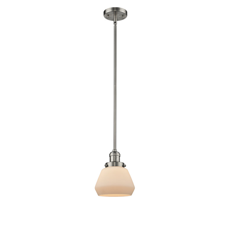 Chill 1 - Light Single Pendant, Brushed Satin Nickel, Matte White Cased, 9" x 7" x 7"