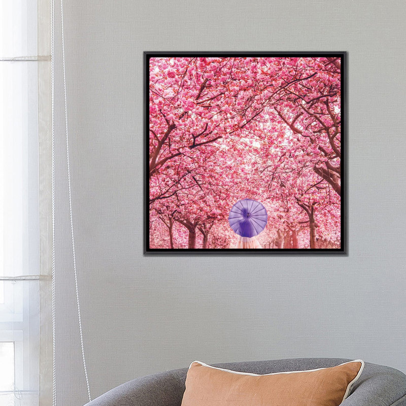 « Hanami Season » par Hobopeeba-reproduction d’art, Toile avec cadre noir patiné, Pas de tapis, H 26 po x l 26 po x P 1,5 po