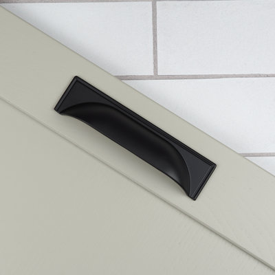 Matt Black Cup Handles & Matching Knobs