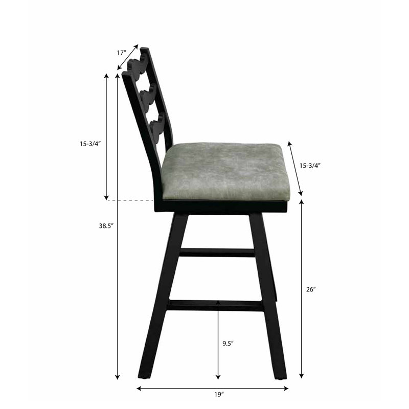 Kindig Swivel Upholstered 26'' Counter Stool with Aluminum Frame ( Set of 2), Green