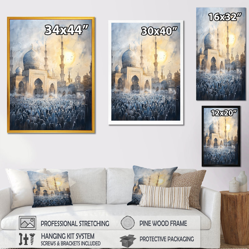 "Prayer Time", Égypte, impression sur paysage, H 32 po x l 16 po, Impression dans un cadre flottant sans passe-parto, Noir