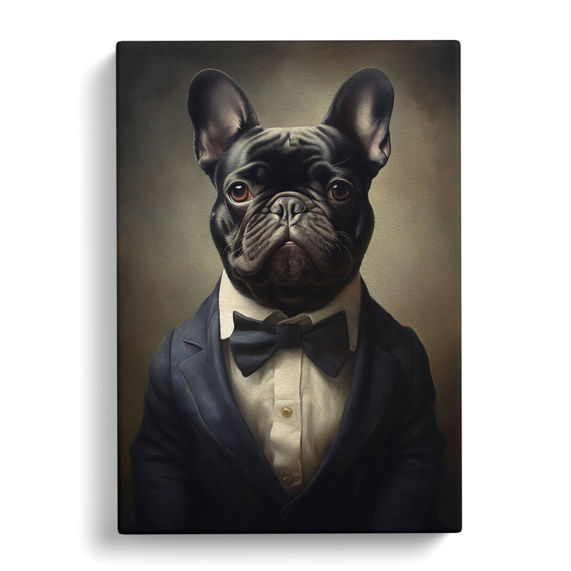 French Bulldog In A Suit Painting - Wrapped Canvas, 50cm H x 35cm W x 3cm D