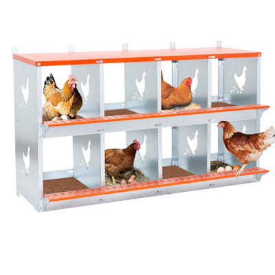 8 Metal Nest Box For Ducks Orange Vented Galvanized Steel Wall Mount Showcasing Easy Egg Collection And Natural Coconut Fiber Pad With