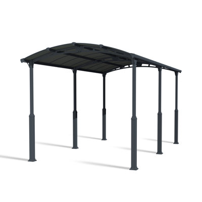 Palram - Canopia Arcadia Alpine 12' W x 21' D Polycarbonate Galvanized Steel Weather-Protected Carport Canopy for Cars Trucks RV Gray