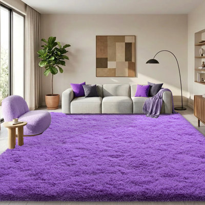Solid Rug Soft Fluffy Purple Indoor Area Rug for Living Room Bedroom Nursery Kids Room