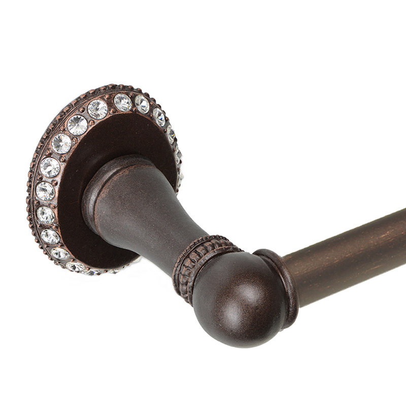 Caché II 24 inches c.c. {approximately} towel bar with 80 rivoli Swarovski Clear Crystals with 5/8 smooth center in Oil Rub Bronze