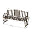 Banc d'extérieur en métal de 143 cm de large, banc de bienvenue pour porche, banc de jardin avec table rabattable et accoudoirs en forme de roue de chariot-76481828