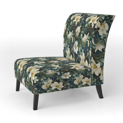 Vins verts et beiges - Fauteuil de chambre rembourré, fauteuil d'appoint rustique floral
