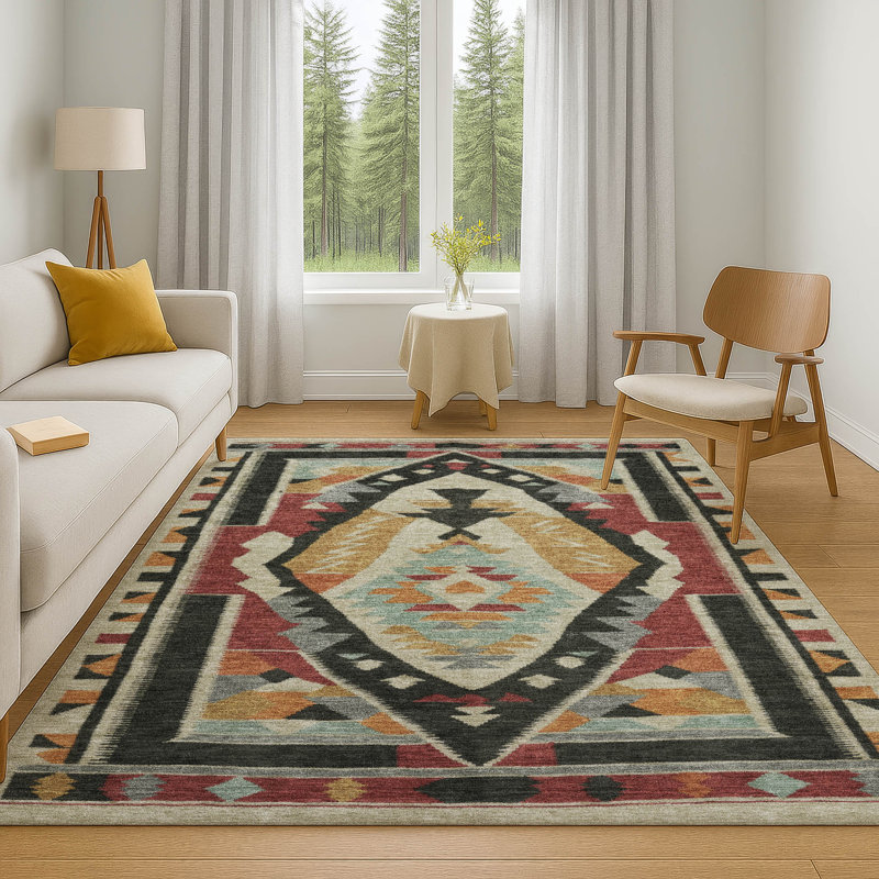 Premium Machine Washable Tara AMF1916 Tribal Rug, Rectangle 10' x 14'