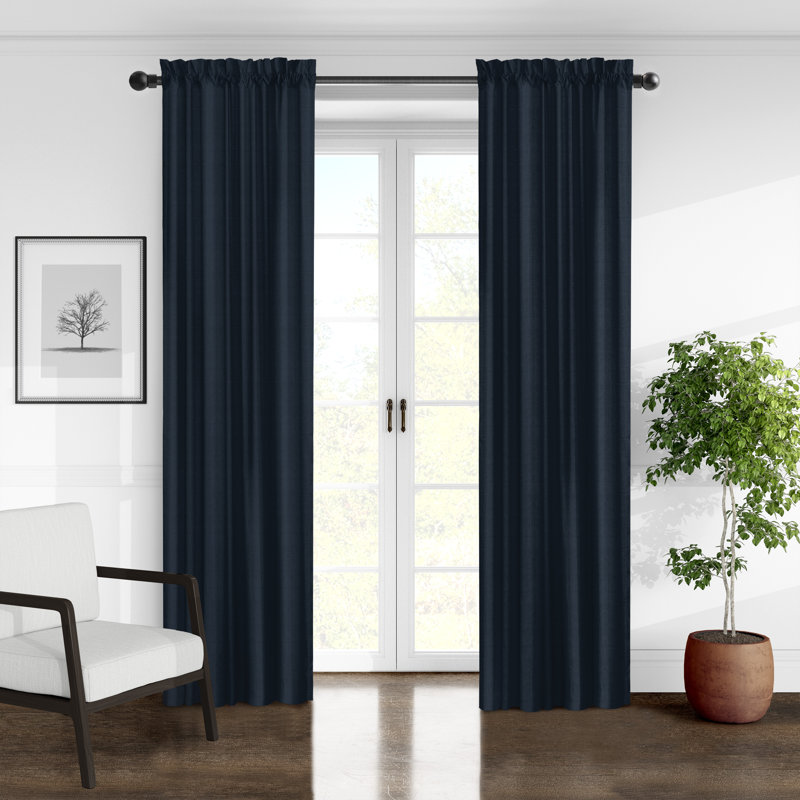 Paire de rideaux Elsie, L 50 po x L 108 po, Bleu marine véritable