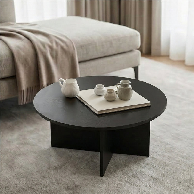 Table basse ronde de 35 po Ellington, Bois noir