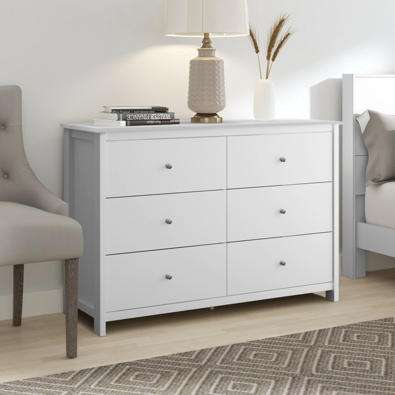 Isenbert 6 Drawer 47.2" W Standard Dresser, Matt White