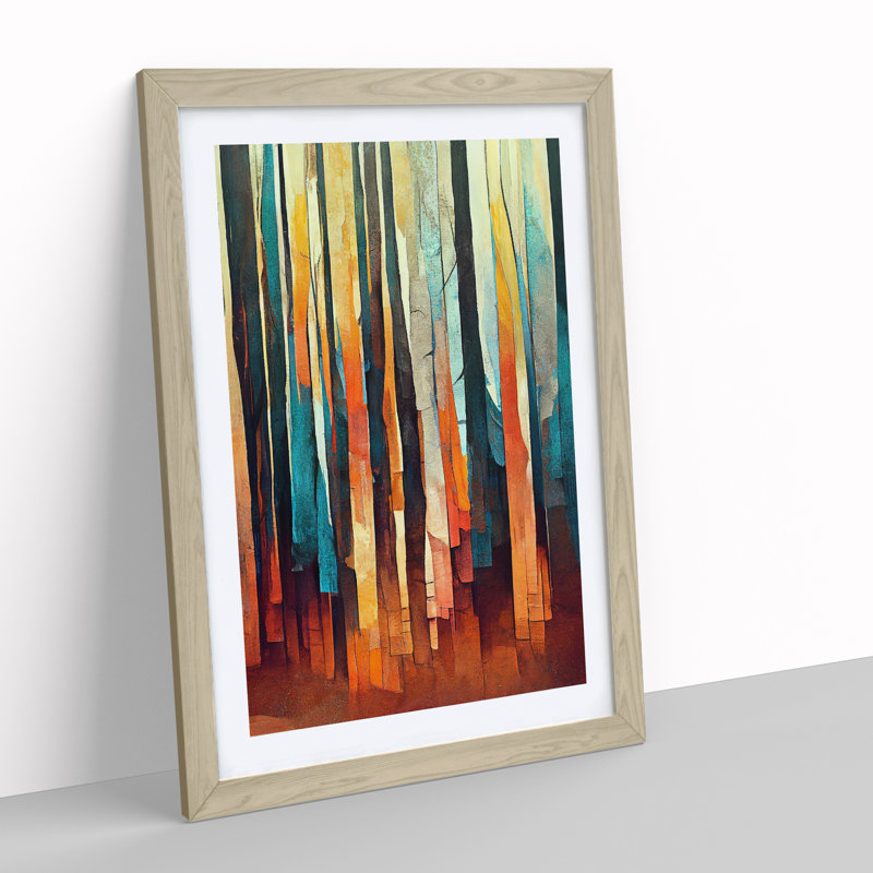 Torn Abstract Forest No.4 - Wall Art, 66cm H x 48cm W, Oak Framed, White