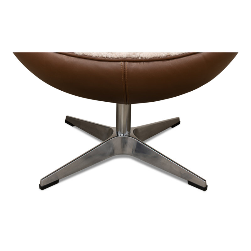 Brown Metal Contemporary Arm Chair with Shearling Upholstery