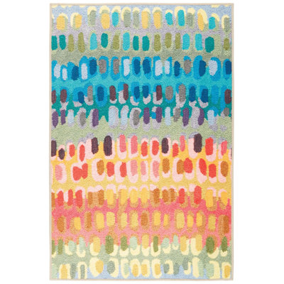 Paint Chip Multi Machine Washable Abstract Rug