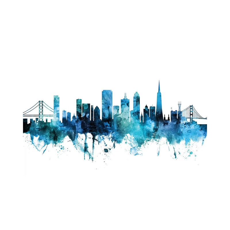 San Francisco, California Skyline by Michael Tompsett - 1 Piece Wrapped Canvas Wall Art, 20.32 cm H x 30.48 cm W