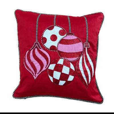 Red Ornaments Throw Pillow