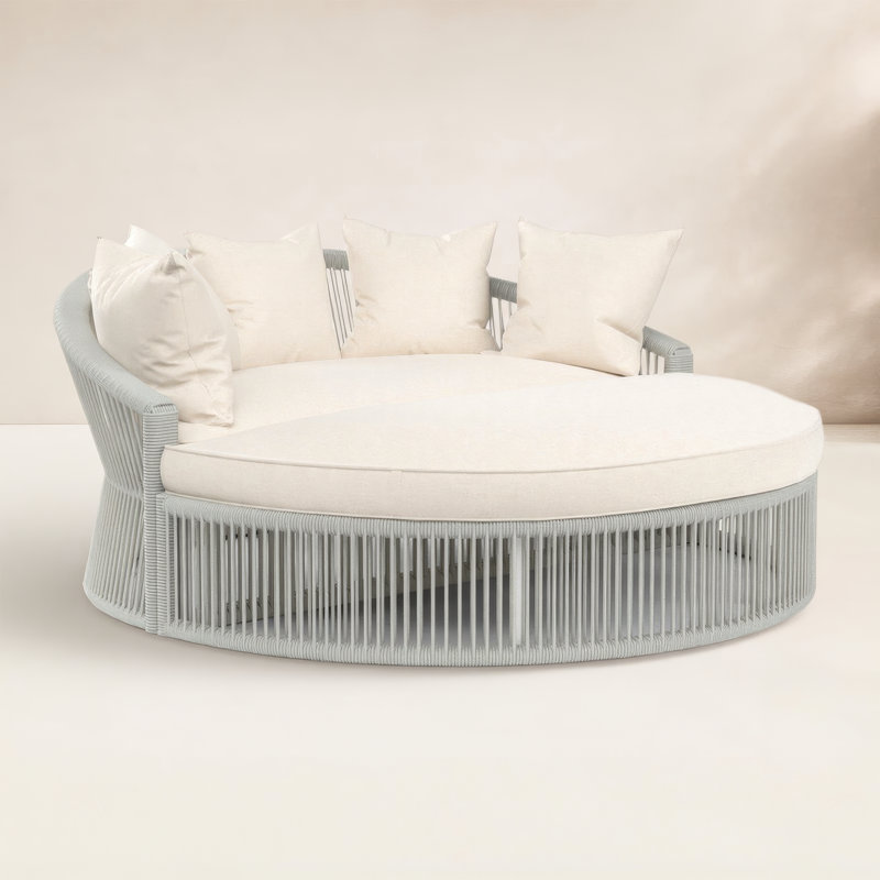 Renfri 67'' Wide Circle Patio Daybed with Sunbrella® Cushions, Gray, Echo Ash Sunbrella®