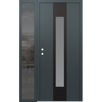 Porte d'entrée avant à panneau en acier avec panneau latéral gauche