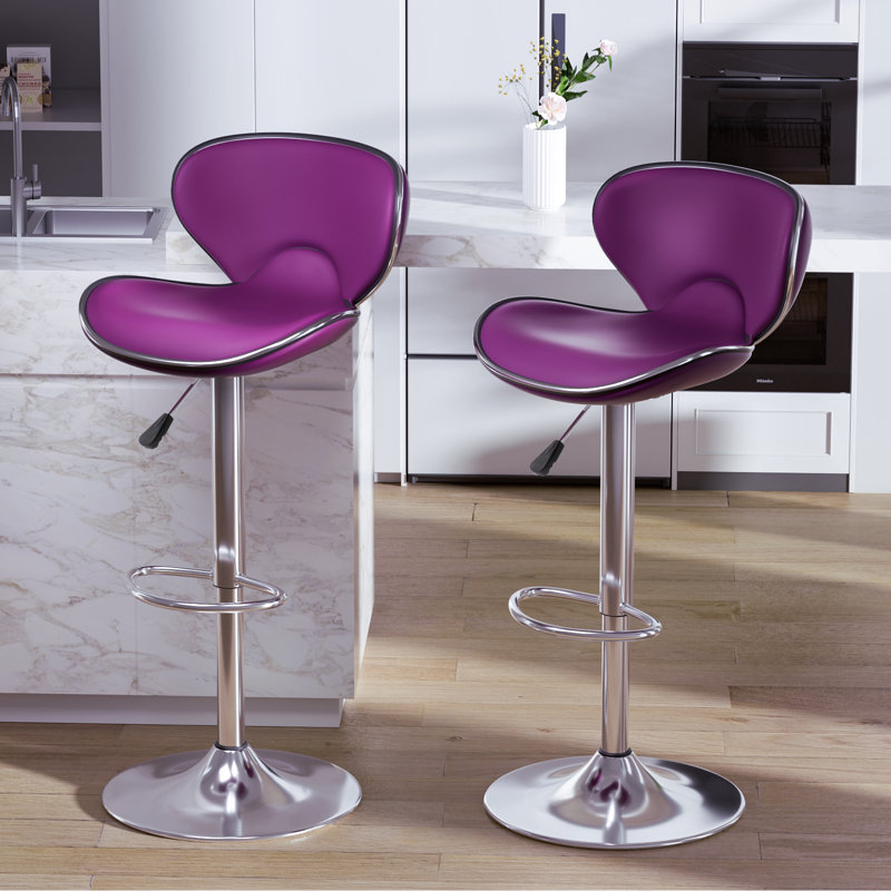 Tabourets de bar à hauteur de comptoir Modern, Argent argent, Mauve