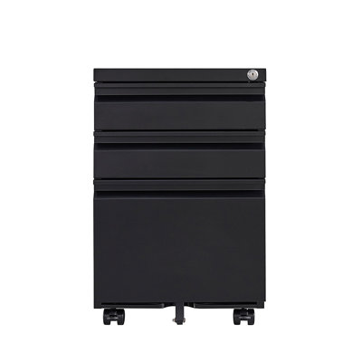 3-Drawer Mobile File Cabinet with Lock, Office Storage Filing Cabinet for Legal/Letter Size -  Ebern Designs, 9D26D9369EF24ABAA533C9C24984541B