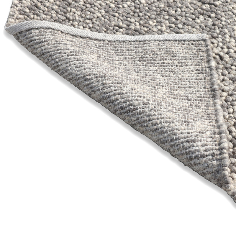 Pebbles Handmade Pitloom Grey Bubble Textured Wool Area Rug By Tufty Home, Rectangle 2' x 3'
