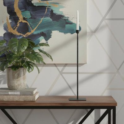 30" Black Abstract Metal Tabletop Taper Candlestick