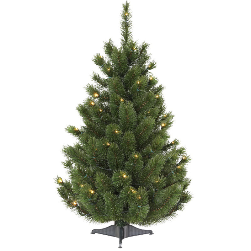 Arbre de Noël artificiel épinette vert de Sibérie avec lumières colorées et transparentes, H 2 pi