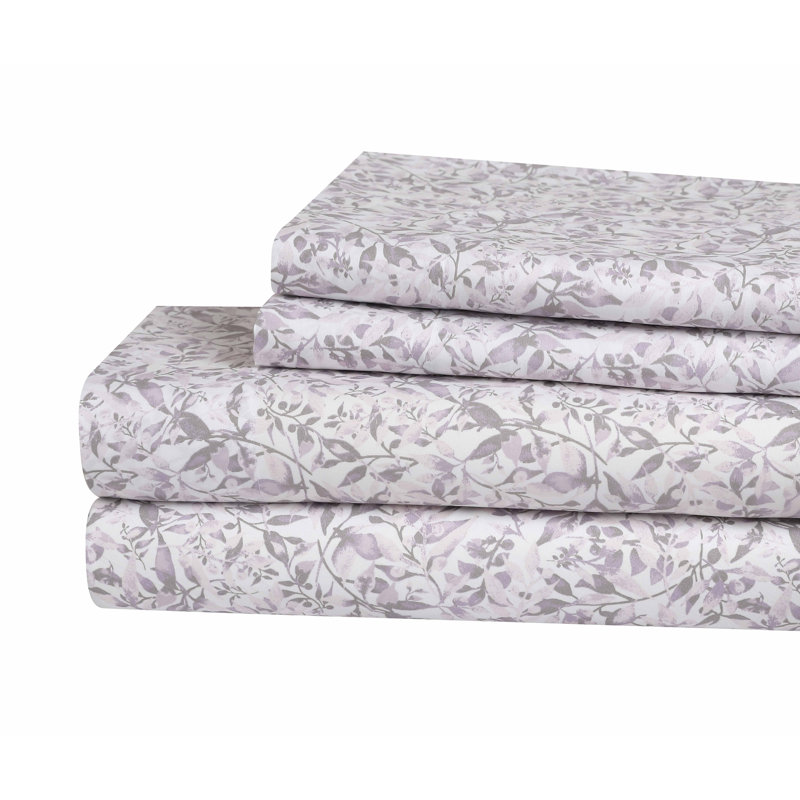 Swift Home High Quality Printed Microfibre Sheet Set, Pink Floral, Full Sheet Set with 2 Pillowcases