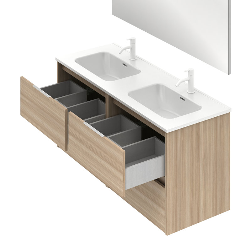 Jaymar Vanity & Mirror Set, Medium Wood