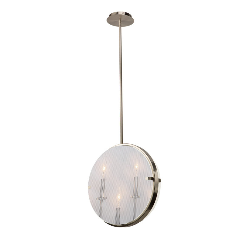 Luminaire suspendu géométrique 3 lumières Harbor Point, Nickel satiné